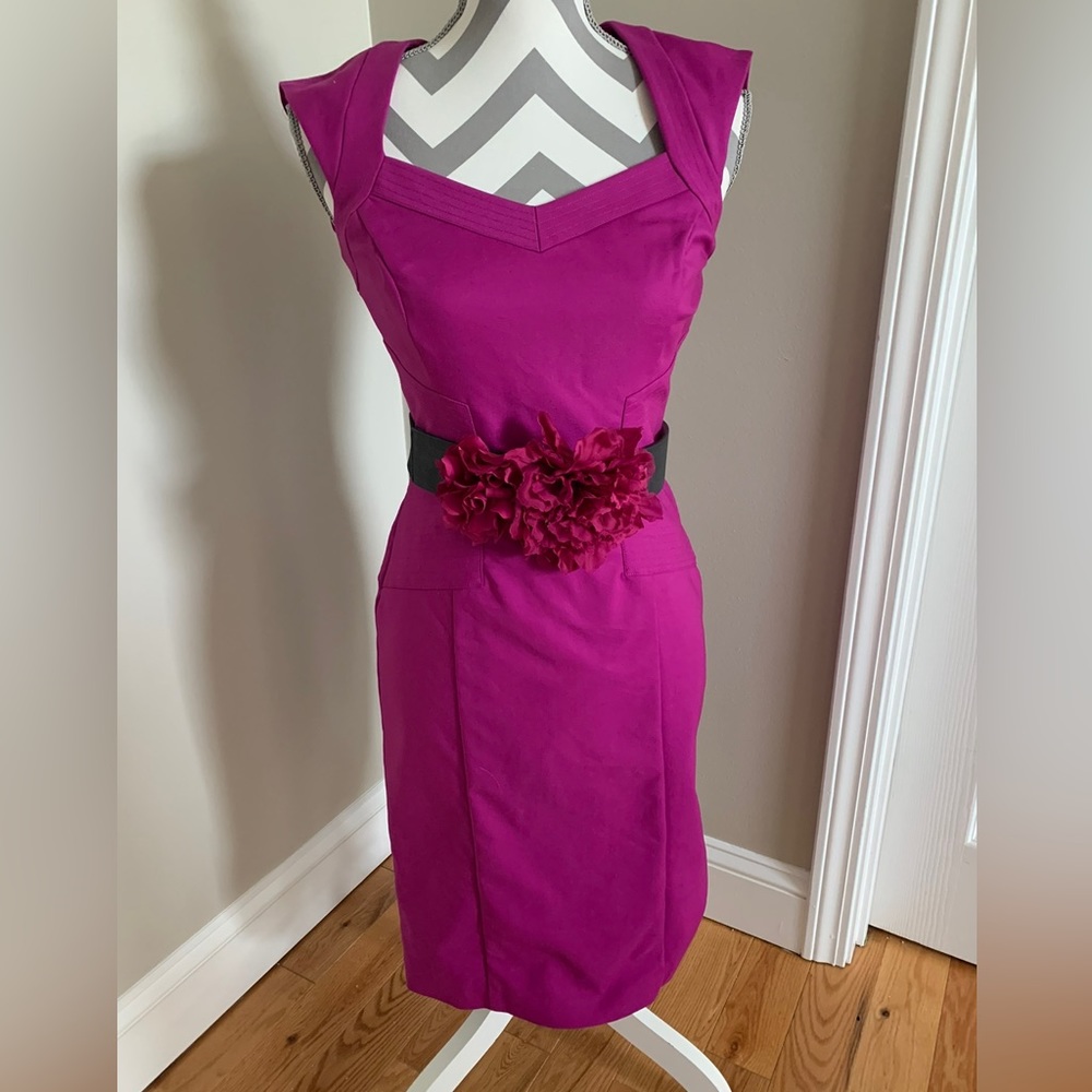 White House Black Market Dress with Flower Belt